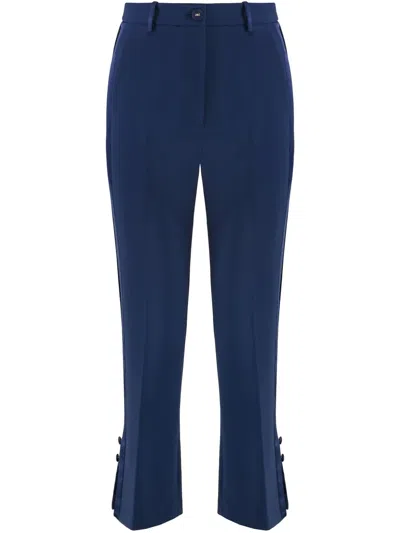 Elisabetta Franchi Satin-bands Crepe Trousers In Blue