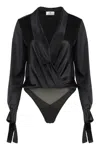 Elisabetta Franchi Panelled Button-cuff Bodysuit In Black