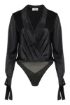 Elisabetta Franchi Panelled Button-cuff Bodysuit In Black