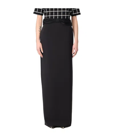 Elisabetta Franchi Satin-bow Crepe Maxi Skirt In Black