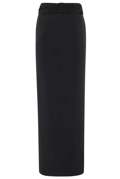 Elisabetta Franchi Satin Bow Crêpe Skirt  In Black
