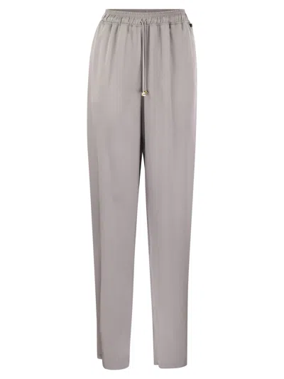 Elisabetta Franchi Satin Tapered Trousers In Lead