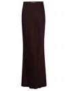 Elisabetta Franchi Maxi Skirt In Acetate Blend With Flared Hem In Brown