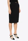 Elisabetta Franchi Satin-trim Crepe Midi Skirt In Black