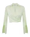 Elisabetta Franchi Satin Cropped Blouse With Draping
