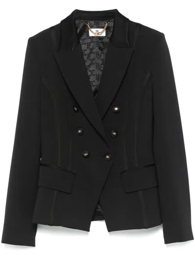 Elisabetta Franchi Satin-detail Crepe Blazer In Black
