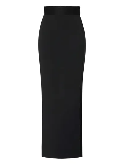 Elisabetta Franchi Satin-detail Long Skirt In Black