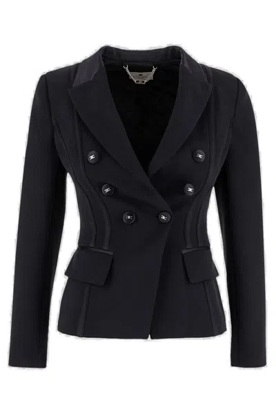 Elisabetta Franchi Crepe Satin Blazer In Black