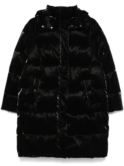 Elisabetta Franchi Satin Down Jacket In Black  