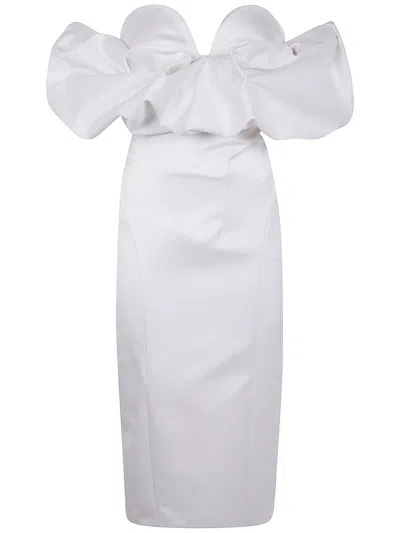 Elisabetta Franchi Satin Dress Strapples In White