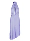 Elisabetta Franchi Satin Dress With Asymmetric Skirt In Purple