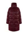 Elisabetta Franchi Satin Hooded Puffer Coat In Brown