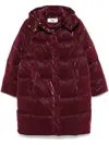 Elisabetta Franchi Satin Hooded Puffer Coat In Red