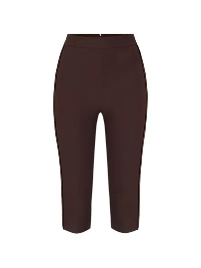 Elisabetta Franchi Satin Insert Capri Trousers In Brown