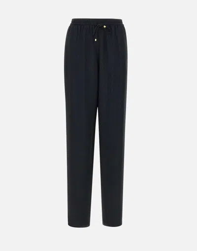 Elisabetta Franchi Satin Jacquard Lozenge Joggers In Black