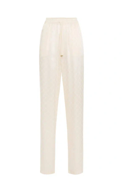 Elisabetta Franchi Satin Joggers With Jacquard Diamond