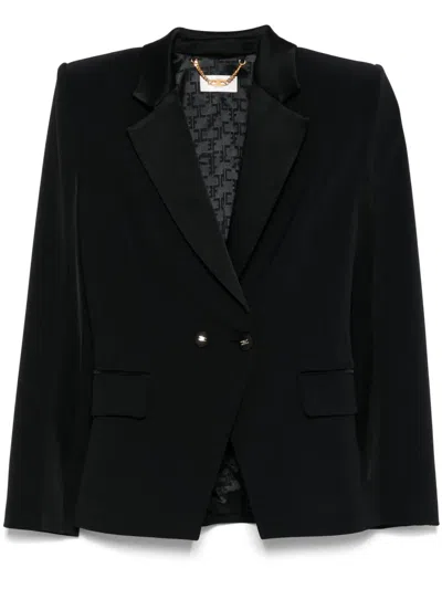 Elisabetta Franchi Satin-lapel Crepe Blazer In 黑色