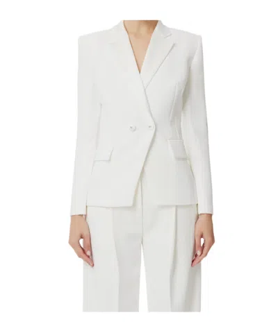 Elisabetta Franchi Satin-lapel Crepe Blazer In White