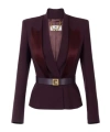 Elisabetta Franchi Satin-lapel Crepe Jacket In Burgundy
