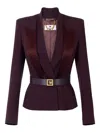Elisabetta Franchi Satin-lapel Crepe Jacket In Burgundy