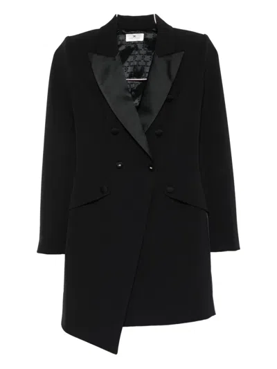 Elisabetta Franchi Satin-lapel Double-breasted Mini Dress In Black
