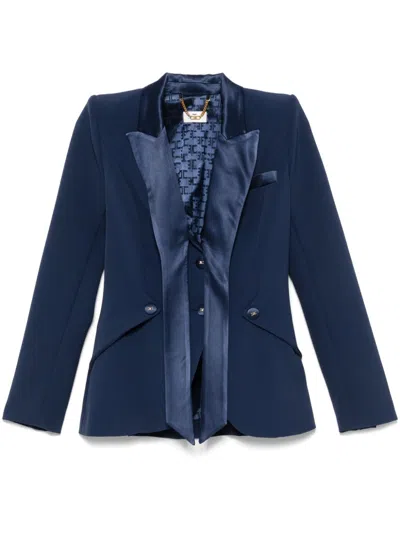 Elisabetta Franchi Satin-lapels Crepe Blazer In Blue