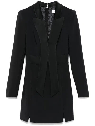 Elisabetta Franchi Satin-lapels Crepe Mini Dress In Black