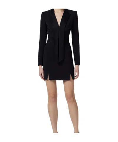 ELISABETTA FRANCHI SATIN-LAPELS CREPE MINI DRESS