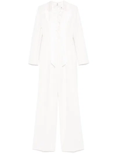 Elisabetta Franchi Satin-lapels Tuxedo Jumpsuit In White