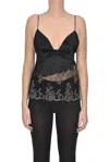 Elisabetta Franchi Satin Lingerie Top In Black