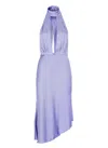 Elisabetta Franchi Asymmetric Midi Satin Dress In Purple