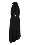 Elisabetta Franchi Women's Satin Midi Dress With Asymmetric Skirt
