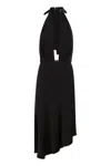 Elisabetta Franchi Women's Satin Midi Dress With Asymmetric Skirt In Black