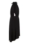 Elisabetta Franchi Women's Satin Midi Dress With Asymmetric Skirt In Black