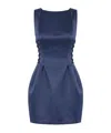 Elisabetta Franchi Duchess Dress With Boat Neckline And Laces In Blue