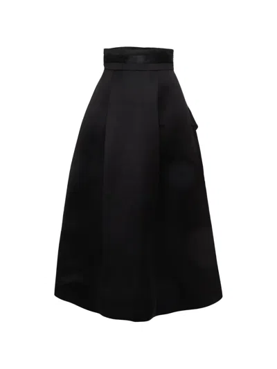 Pre-owned Elisabetta Franchi Satin Overlay Maxi Skirt In Black