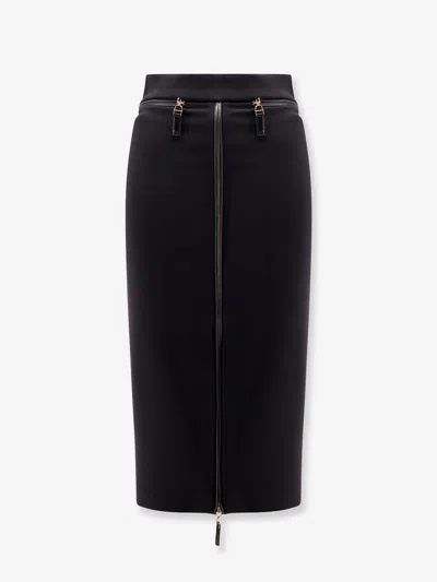 Elisabetta Franchi Satin Pencil Skirt In Black