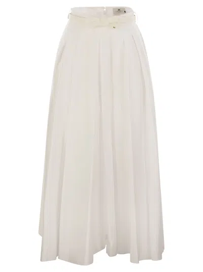 Elisabetta Franchi Satin Skirt With Belt In White
