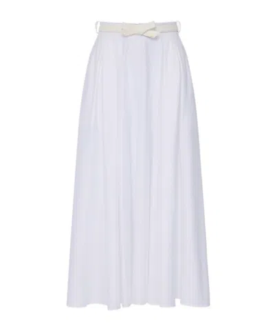 Elisabetta Franchi Satin Skirt With Belt In White