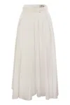 Elisabetta Franchi Flowing Satin Skirt In White
