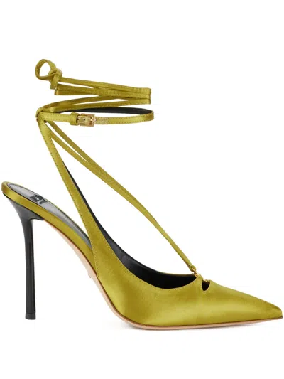 Elisabetta Franchi Satin Slingback Pumps In Green
