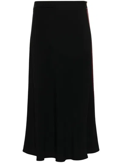 Elisabetta Franchi Black Midi Skirt In Black-red