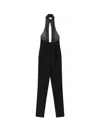 Elisabetta Franchi Black Jumpsuit With Embroidered Bodice And Halterneck In Tech Fabric Stretch Woman In Black