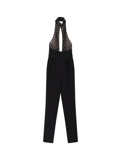 ELISABETTA FRANCHI SATIN SUIT WITH SEQUINS ON THE TOP