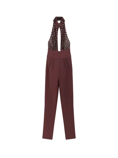 ELISABETTA FRANCHI SATIN SUIT WITH SEWUINS ON THE TOP