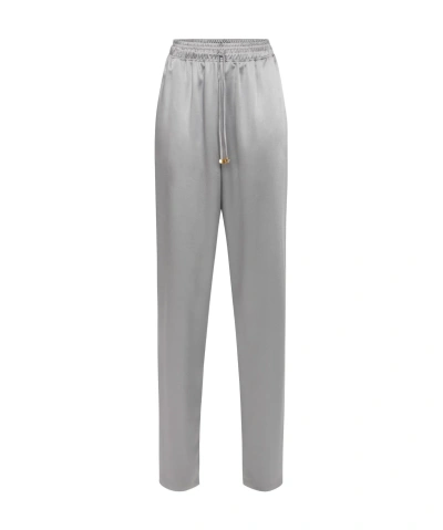 Elisabetta Franchi Satin Tapered Trousers In Gray