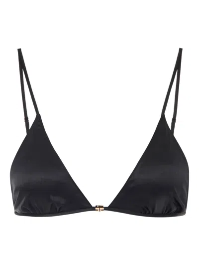 Elisabetta Franchi Satin Triangle Bra In Black