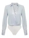 Elisabetta Franchi Satin-trim Bodysuit In Blue