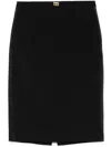 Elisabetta Franchi Satin-trim Crepe Midi Skirt In Black