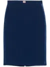 Elisabetta Franchi Satin-trim Crepe Midi Skirt In Blue